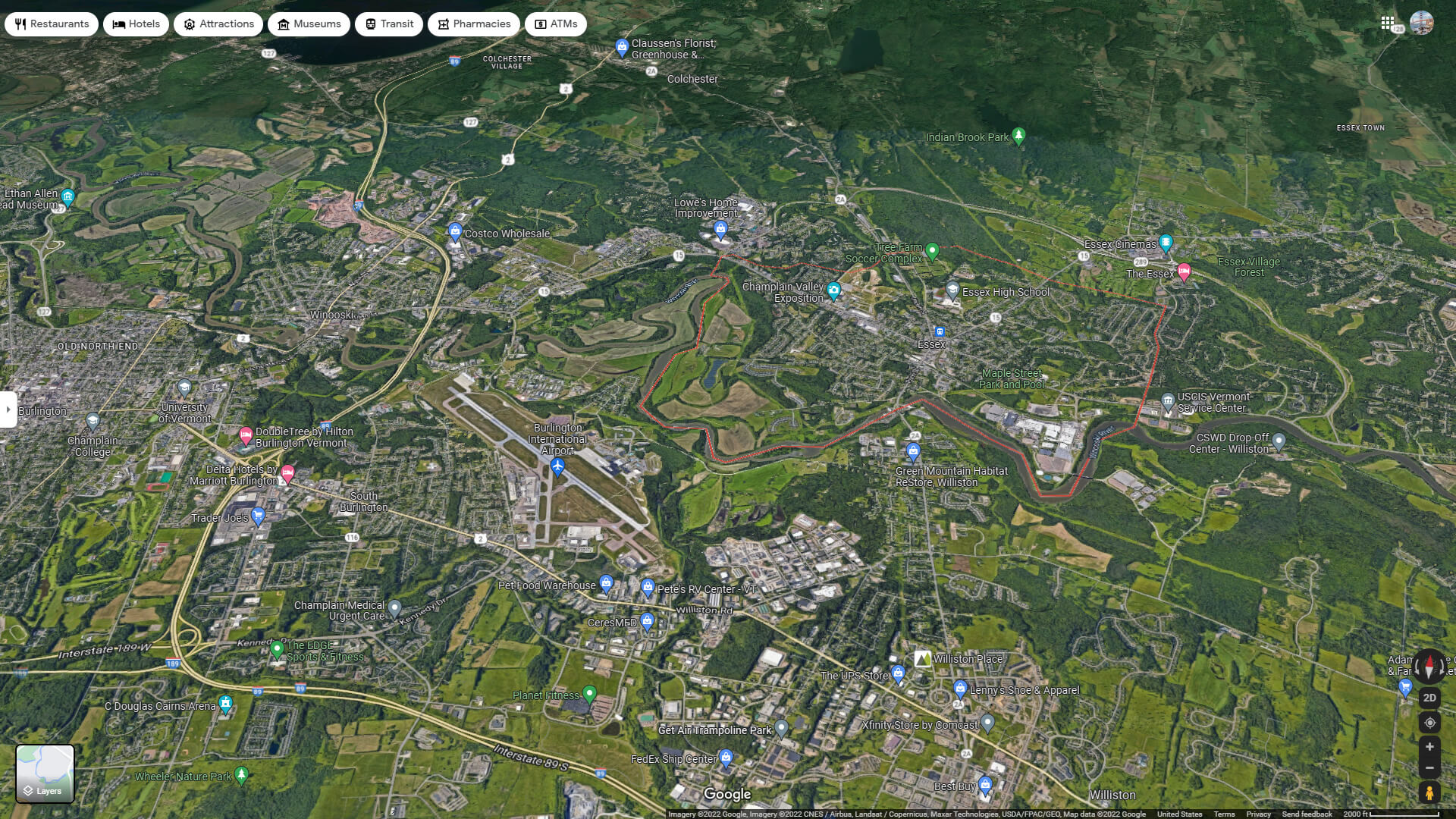 Essex Junction Aerial Map Vermont